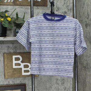 NEW Ad Hoc Boys Henley Vintage Knit Shirt Top 16659a42c5e429 Blue Patterned 6